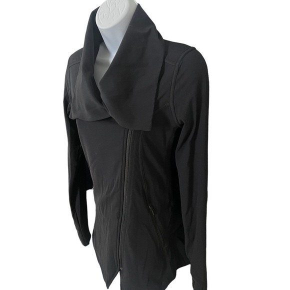 Athleta Bliss Out Asymmetric Zip Cowl Neck Gray Mesh Back Jacket Size XXS - Picture 4 of 12